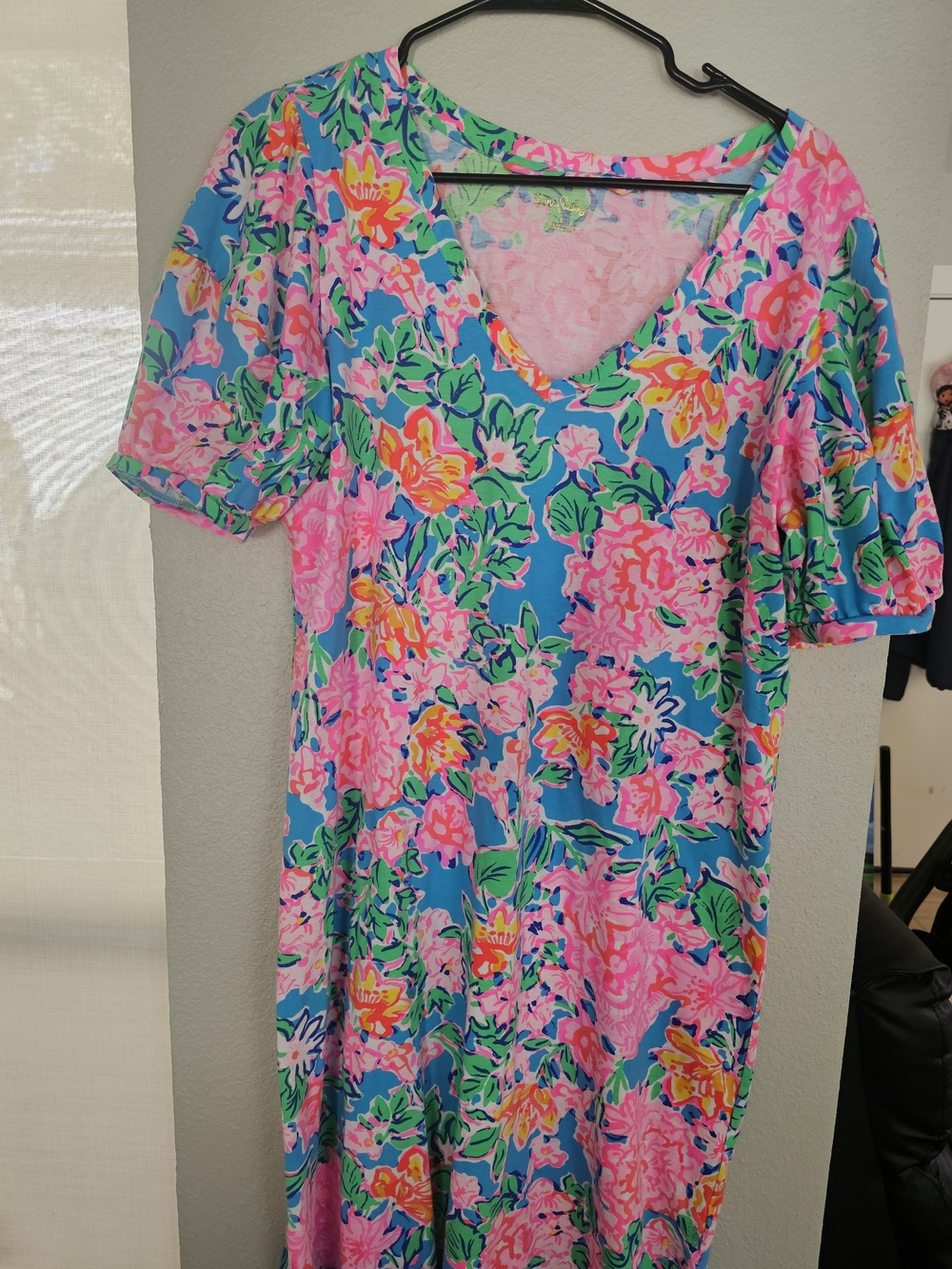Lilly Pulitzer Turquoise Floral V-Neck Midi Dress - Picture 3 of 7